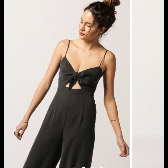 tie front jumpsuit black
